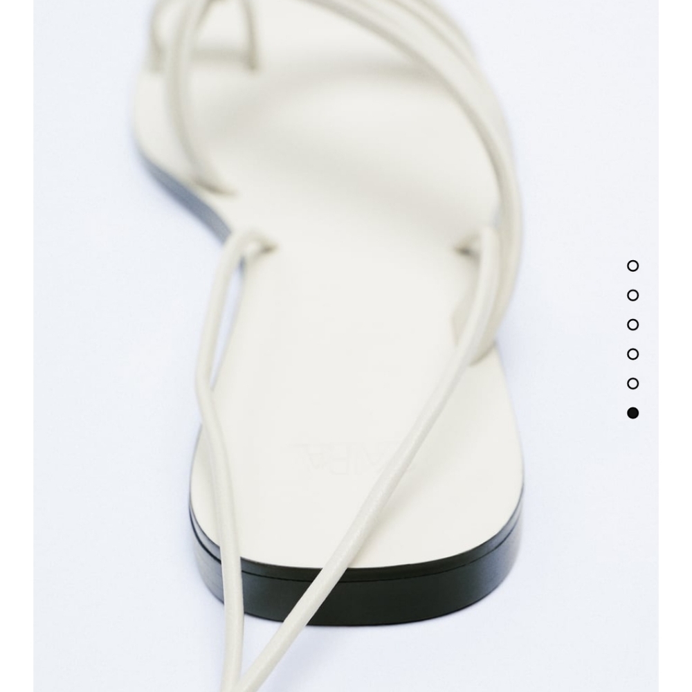 Zara* Tied Flat Sandals White - Picture 4 of 5